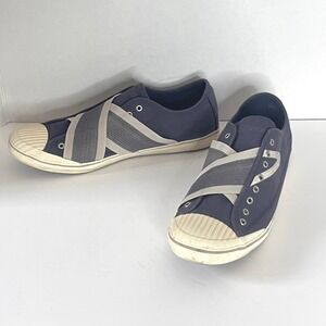 Tretorn Skymra Canvas Sneakers Men's 8.5 Navy Blue Elastic Strap Slip-On Comfort